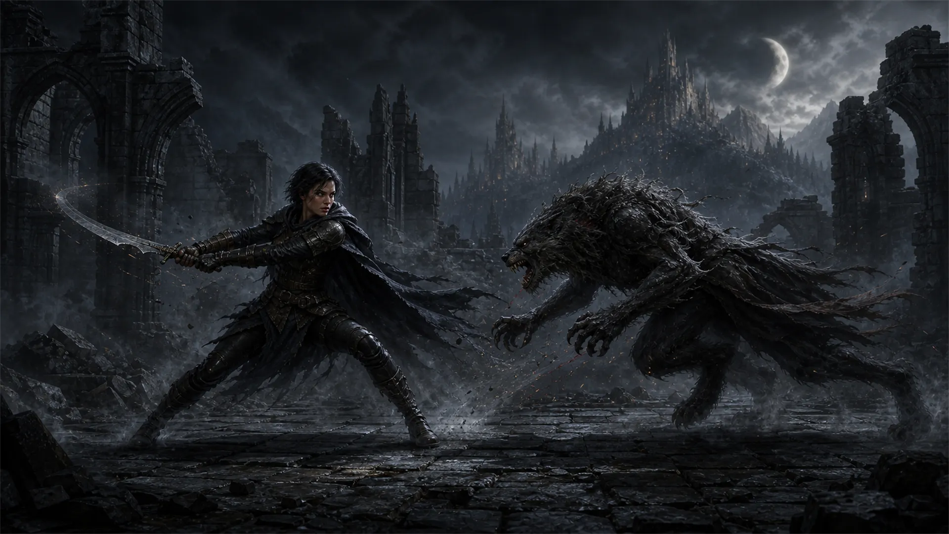 Concept art of a combat moment in Wanebound